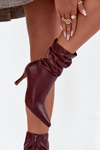Women's ankle boots on heel with ruched shaft zipper Bordeaux Ulisse