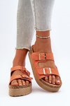 Women's Platform Sandals with Buckles Orange Lolpey