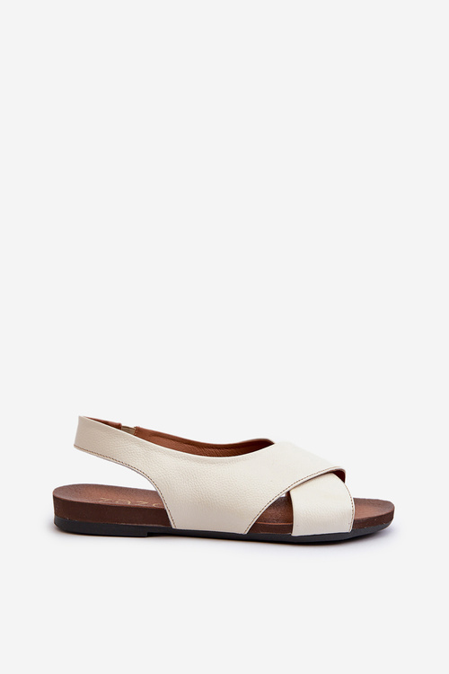 Sandały Damskie Skóra Jasnobeżowe Zazoo 40407