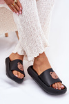 Women's Foam Slippers With Bear Black Lalon
