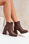 High Heel Booties Eco Leather Dark Brown Selarae