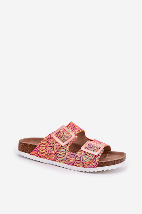 Ladies Slippers With Buckles And Glitter Orange S.Barski RB51-006