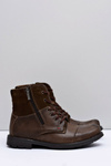 Warmed Leather Men's Boots With Zips Brown KOMODO 871
