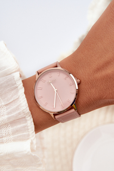 Zegarek Pasek Skóra Damski Bez Niklu Różowy Ernest E94195