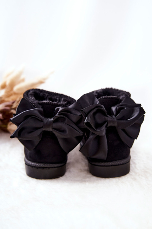 Children's Insulated Snow Boots With bow Black Snowis