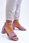 Suede High Heel Sandals With Decorative Braids Violet Azela