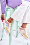 Women's Sport Leather Shoes White and yellow Francis