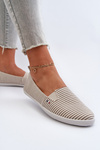 Damskie Tenisówki Trampki Slip-On Paski Beżowe Pazaria 24TX02-7658