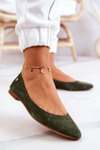 Baleriny Damskie Zamszowe Khaki Maciejka 04100-45