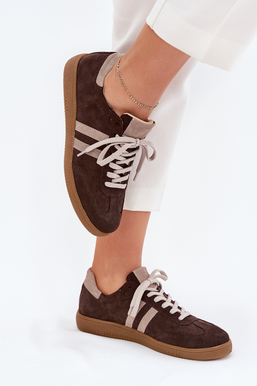 Damskie Sneakersy Zamszowe Czekoladowe Zazoo N1068