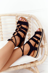 Lace-up Sandals On A Platform Black Santorini