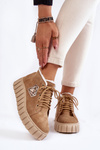 Suede Sport Shoes Tied Lewski Shoes 3252/N Beige