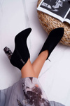 Black Elegant Suede Stiletto Booties Laura Messi 2047