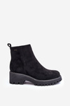 Suede Flat Heel Boots with Padded Insoles Black Neafgi
