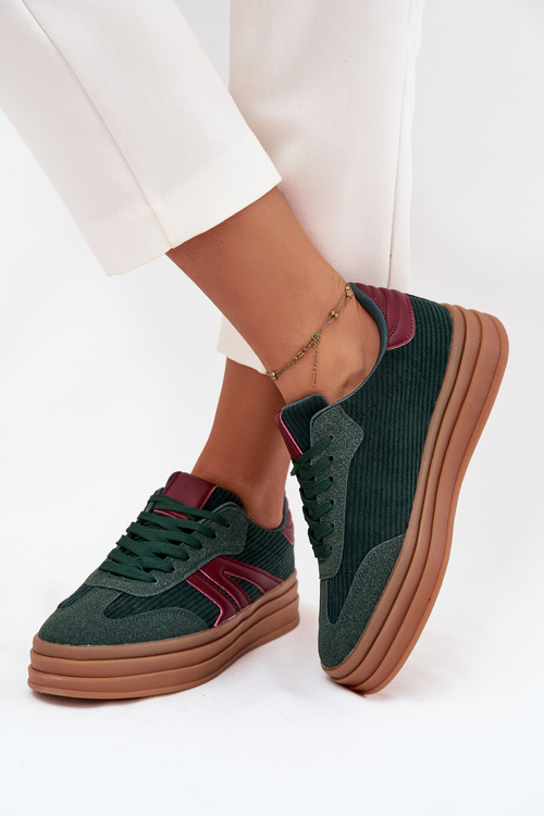 Velvet Women's Sneakers on Platform Green Skye
