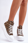Women's High Sneakers Leopard Pattern Brown Florensi