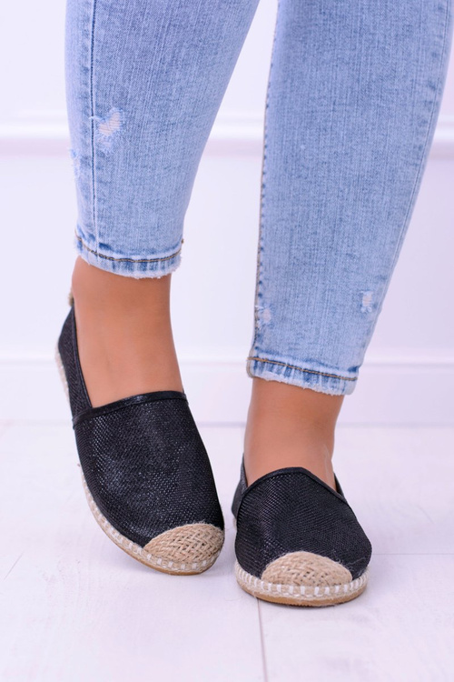 Lu Boo Black Glitter Espadrilles