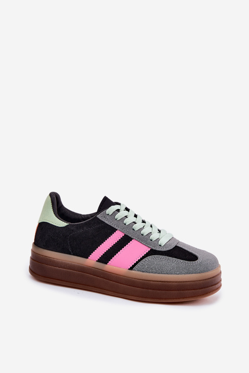 Damskie Sneakersy Na Platformie Czarne Ovivene