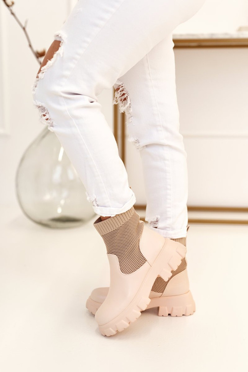 Women's Sock Boots Beige Stormy