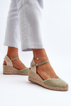 Suede Sandals Espadrilles With Wedge And Braided Detail Green Raylin