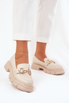 Ladies Moccasins Eco Leather With Gold Detail Beige Ravalissea
