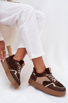 Women's Platform Sneakers with Sheepskin Brown Frelina