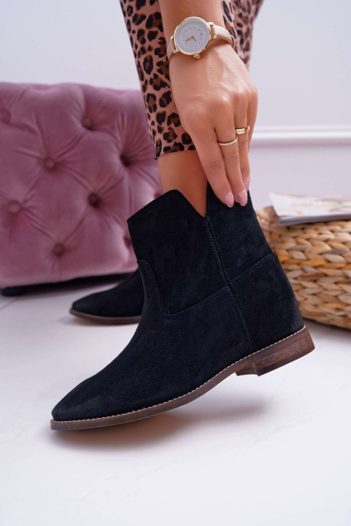 Women's Boots Hidden Anchor Flat Heel Black Nicole 2419