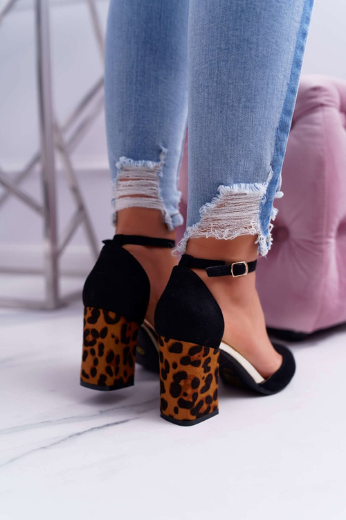 Women's Leopard Print Stiletto pumps Black Ferri