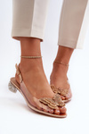 Transparent sandals with low heel with butterfly gold D&A MR38-388