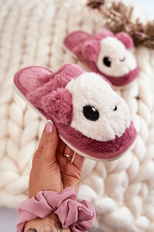 Children's fur slip-on slippers Pink Alize