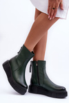 Zazoo 60369 Women's Leather Platform Ankle Boots Green
