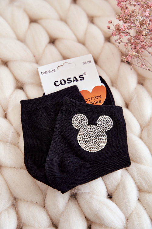 Women's Cotton Socks With Cubic Zirconia Cosas Black