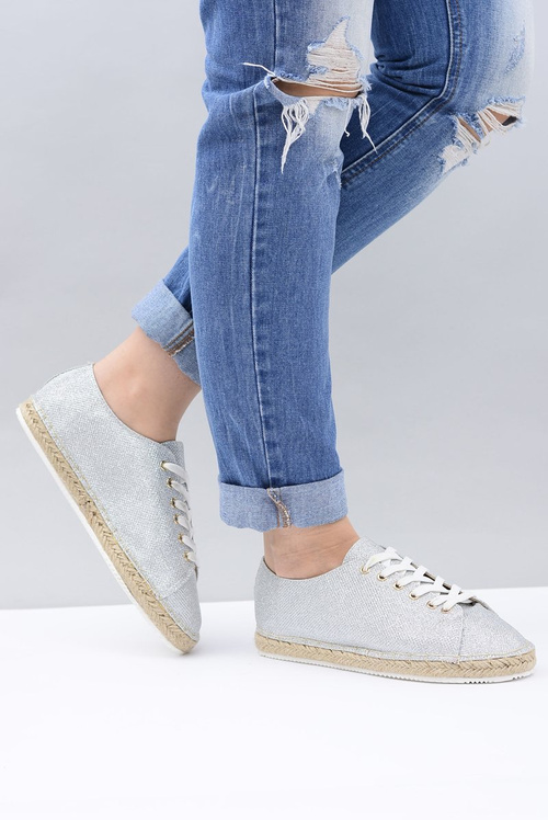 Lu Boo | Silver Brocade Linen Fairy Espadrilles