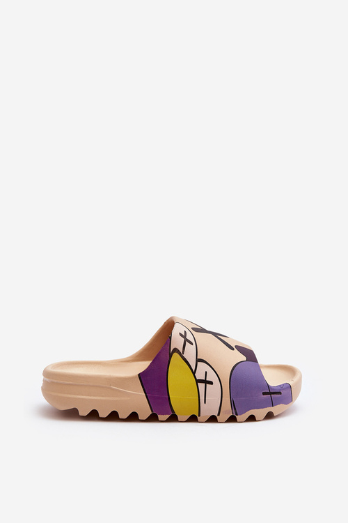 Rubber Slippers with Dark Beige Print Monsters