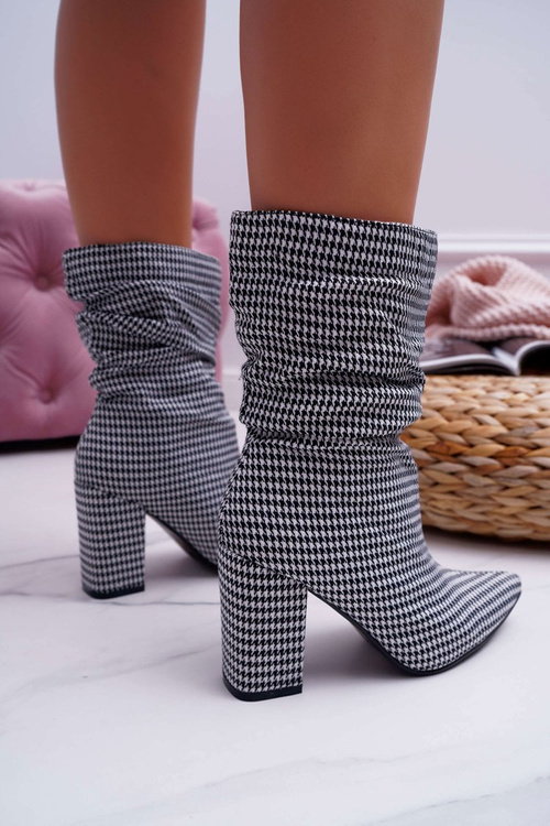 Women's Stiletto Booties Pepite White Black Vibe