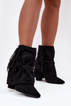 Women Ankle Boots With Fringes And Gold Buckles Evelisse