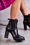 Stiletto Booties With Rhinestones Snake Black Wissey