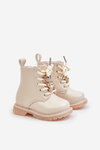 Warm Children's Boots With Teddy Bear On Zipper Beige Enchanta