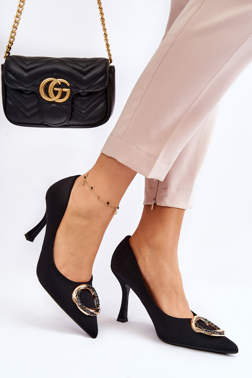 Elegant High Heels With Fashionable Decoration Black Precious