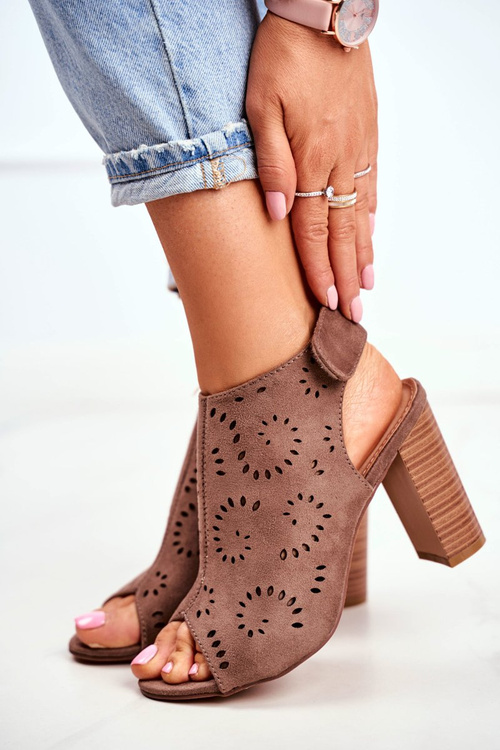 Women’s Sandals On High Heel Khaki Rules