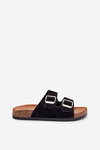 Women's sandals on cork platform with buckles black Livara