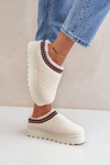 Snow Boots Slippers On Platform With Lambskin Light Beige Ovirissa