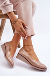 Classic Patent Wedge Pumps Beige Paola