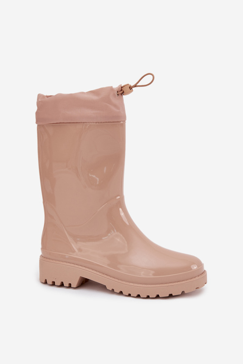 Beige Women's Rain Boots With Elastic Kessia