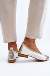 Zazoo 2890 Leather Ballerina White-Gold