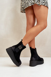 Warm Ankle Boots Women On Wedge And Platform Made Of Eco Suede Black Vinceza 58339