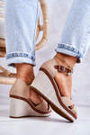 Women's Sandals On Wedge Dark Beige Veenus