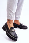Leather Moccasins With Platform Decoration Black Glory