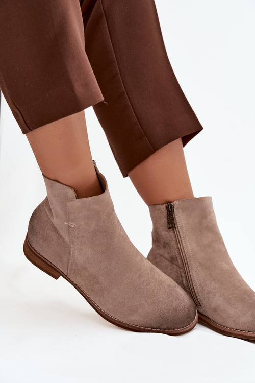 Women's Flat Heel Ankle Boots Vinceza 39961 Beige