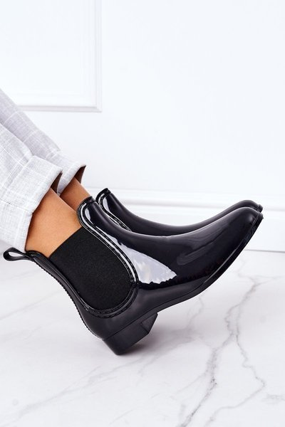 Shiny Rubber Boots Galoshes Black Umbrella